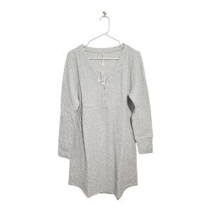 SOMA Cozy Waffle Long Sleeve Sleepshirt Heather Cloud - Size Large